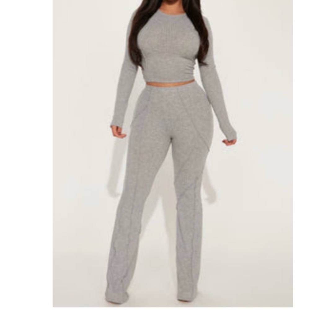 Fashion Nova Gray Knit Pantsuit